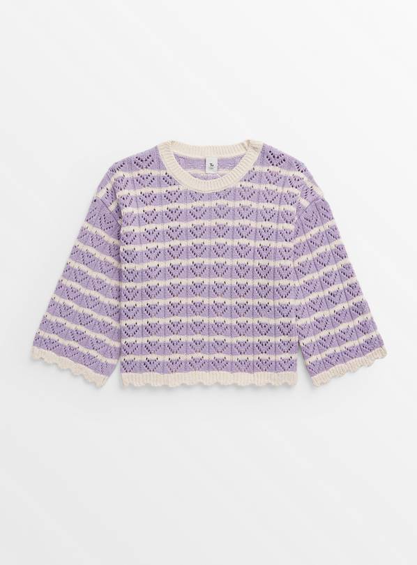 Lilac Chevron Stripe Crocheted Jumper 7 years